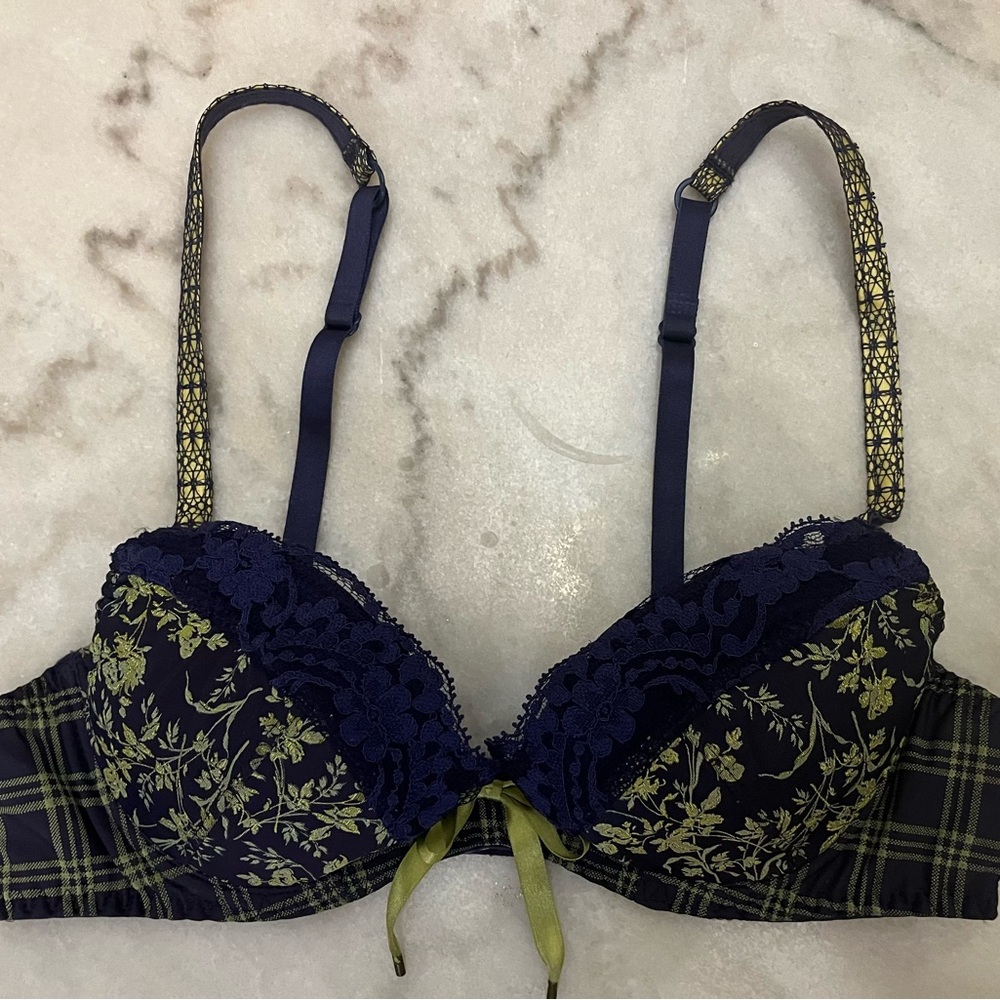 Aubade Paris Green and Blue Bra Size 34 A